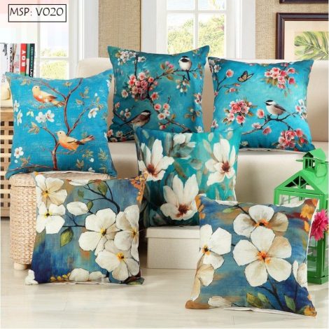 Set 6 vỏ gối hoa phong cách châu Âu