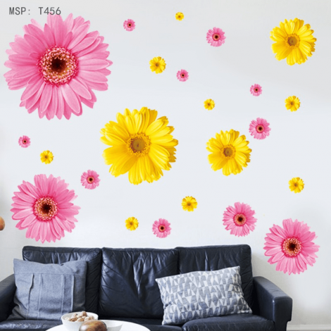 Decal Hoa cúc đồng tiền vàng (60*90cm)