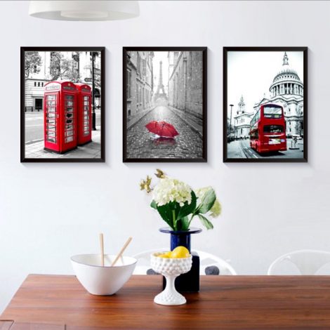 Bộ 3 khung tranh treo tường London (size 30 * 40cm)