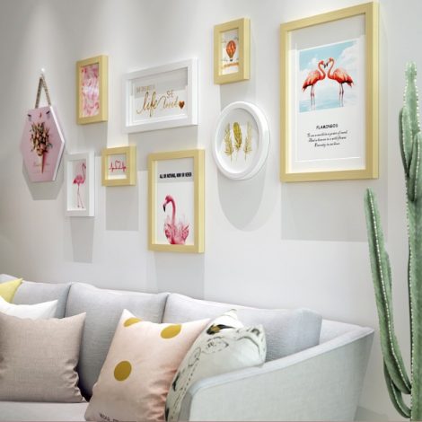 Bộ 8 khung ảnh Hồng Hạc Flamingo kèm tranh