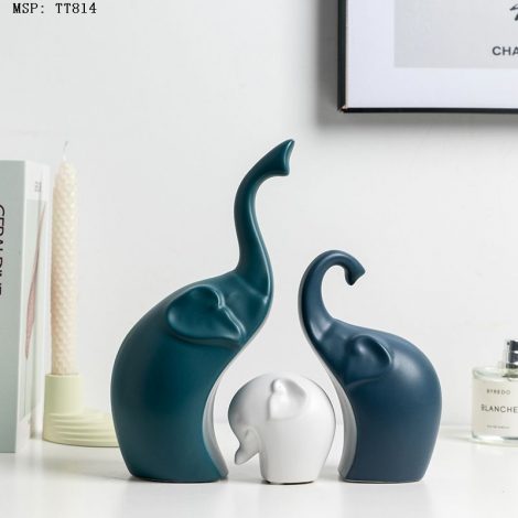 Set gia đình Voi sứ 3 thành viên