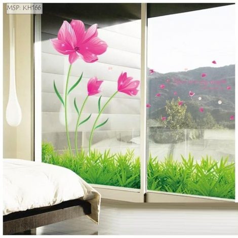 Decal kết hợp hoa Tóc tiên hồng và Hàng rào