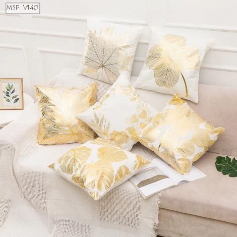Vỏ gối họa tiết lá mạ vàng